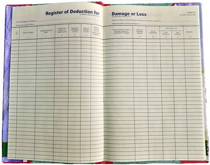 LRS Register of Deductions for Damage or Loss Form XX Rule 78 1-Part Register