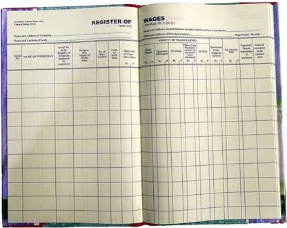 LRS Register of Wages Central Form XVII Rule 78 (1) (a) 1-Part Register