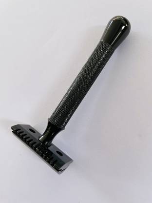Romer-7 BLACK Premium Finish PVD Hybrid Head De Safety Razor For Men + 10 SS Blade, Men