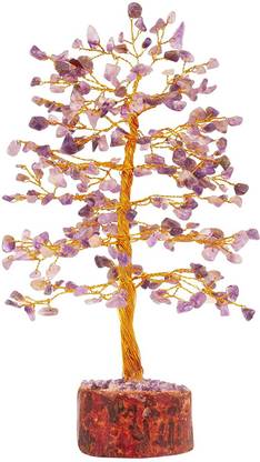 ecatee Amethyst Golden Wire Tree 300 Beads Decorative Showpiece  -  15 cm