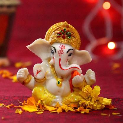 Floweraura Decorative Cute Ganesha God Idol Showpiece Figurine For Home Decor Decorative Showpiece  -  10 cm