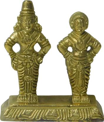 vinayakmoorti Lord Vitthal And Goddess Rukmini Worship Statue For Pooja Vitthal Rukmini Brass Decorative Showpiece For Gift Vitthal Rukmini Brass Figurine For Home Décor Decorative Showpiece  -  9 cm