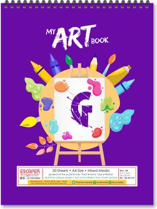 ESCAPER G letter Sketch Book (A4 Size - 50 Sheets) | G initial Sketch Pads | G alphabet Drawing book | G initial Sketch Book for Painting Sketch Pad