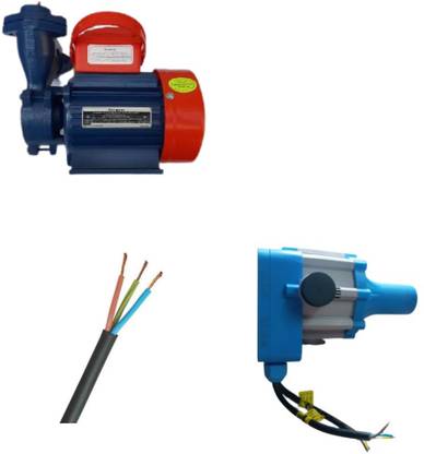 Crompton domestic water pump 0.5 hp single phase with round cable 2.5x3c 1100 volts 25 meter and automatic pump controller switch ( multicolour ) Centrifugal Water Pump