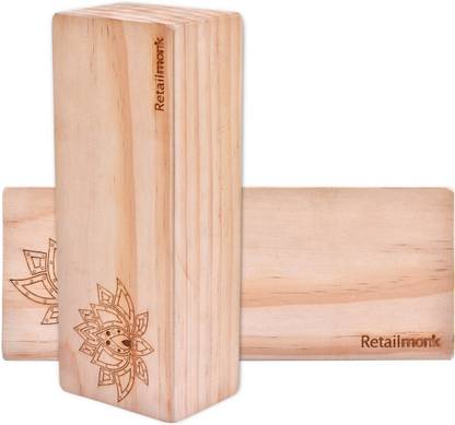 Retailmonk Lotus Designer Handmade Wooden Yoga Blocks, Eco-Friendly Yoga Block Brick Yoga Blocks