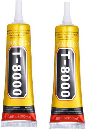 WOWSOME Set of 2 (50ML each) T8000 multi-purpose Transparent adhesive glue for Jewelry, Epoxy Resin, Shoes, Toys, BAG, Flowers, Touch Screen Cell Phone Repair