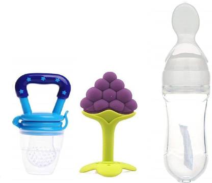 WAHHSON Baby Cerelac Rice Paste Milk Cereal Bottle Food Feeder & Baby Fruit Nibbler & Silicone Teether for 6 to 12 Months Baby (Combo Save Pack, Type 6) - 90 ml