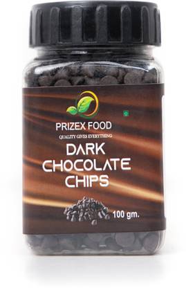Prizex Dark Choco Chips, Chocolate Chips for Cake Decoration, Dark Chocolate Baking Chips, Chocolate Chip sprinklers-100gm Topping