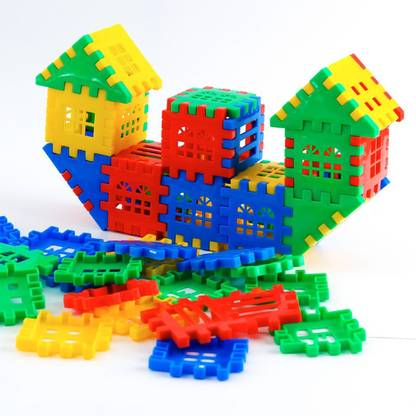 SVE jumbo Happy Home Housing Building Blocks with Attractive Windows and Smooth Edges, Block Game for Kids, Building Block for Kids Pack of 72 Pcs Blocks Game
