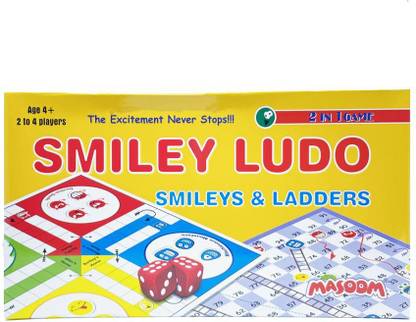 Masoom Smiley Ludo, Snake & Ladder | 2 in 1 Board Game | Smiley Character | Play Together with Family & Friends Party & Fun Board Game