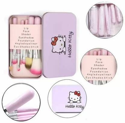 r.enterprise Cute Hello Kitty Makeup Brushes Set Pink Box 7pcs Make up Brush Set Makeup Tools(Pink, Pack Of 7)