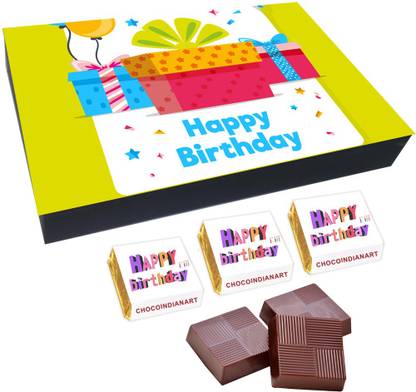 CHOCOINDIANART Lovely Lovely Happy Birthday, 12pcs Delicious Chocolate Gift Box 54, Truffles