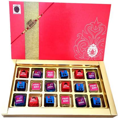 Swankit's Homemade 18 Assorted Rakhi Chocolates and a Rakhi Combo