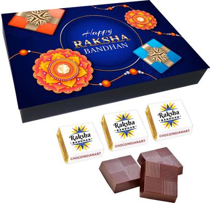 CHOCOINDIANART Lovely Happy Raksha Bandhan, 12pcs Delicious Chocolate Gift Box, Truffles