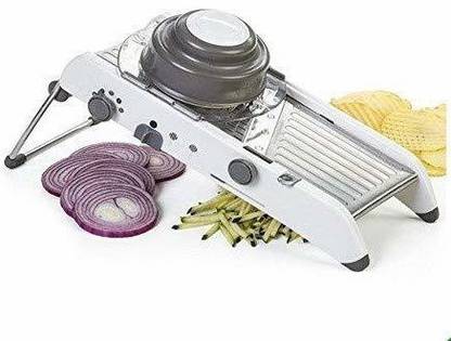 HARIKRUPEX Stainless Steel Mandoline Slicer With Holder Cuts Fruits And Vegetables Cutter, Multicolour Chopper