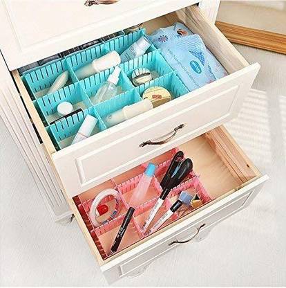 DIHOK Drawer Organizer Grid Dividers Adjustable Plastic Partition Separators Storage Box for Sock Tie Drawer Divider
