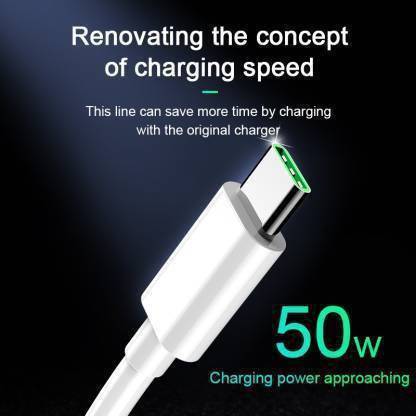 KPSS USB Type C Cable 2 A 1 m VOOC 50W VOOC TYPE C FAST CHARGING CABLE For Reno,Reno2,Reno 3 pro , Reno 4 Pro and all Vooc Type C Supported Mobiles Phone 6 A 1 m OPPO VOOC TYPE C USB Type C Cable (Compatible with 30W/50W Type C VOOC/DASH/WARP/DART Charging, White, One Cable) 1 m USB Type C Cable (Compatible with MOBILE, TABLET, OPPO , VIVO , SAMSUNG, ONE PLUS, White, One Cable)