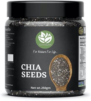 go vegan Raw Unroasted Chia Seeds with Omega 3 and Fiber for Weight Loss 250 Gram | Chia Seeds (250) Chia Seeds