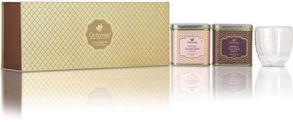 Octavius Connoisseurs Tea Collection | Premium Darjeeling Loose Leaf Teas | First Flush, Second Flush | With Double Wall Glass - Combo