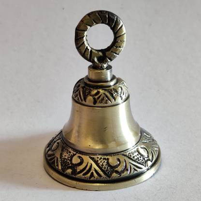 Brass India 100% Brass Heavy Material Antique Finish Bell | Design : Jhumka | Weight : 100 grams | Size: Small but heavy 2"(D)x2.5"(H) | Brass Decorative Bell