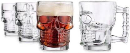 PANEL'S (Pack of 2) Halloween Skull Bear Mug-600 ml (Pack of 2),Large Khopdi Shape Bear Mug Glass Set Beer Mug