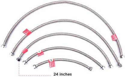 Continental Stainless Steel 304 BRAIDED HOSE with SS Nuts 24 inches Hose Pipe