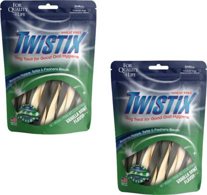 Twistix Dog Dental Chew Sticks, Remove plaque and Tartar, Dog Treats Small Size Pack of 2 Vanilla, Mint Dog Treat
