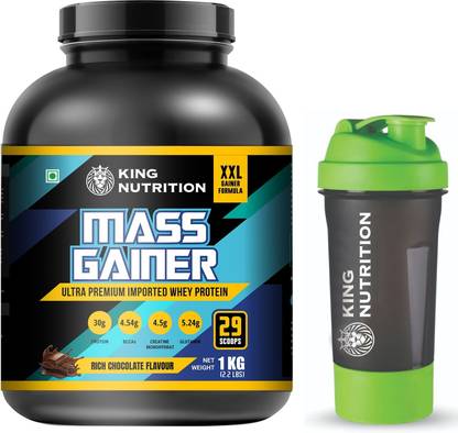 AXIR LIFE SCIENCE KING NUTRITION MASS GAINER IMPORTED WHEY 30GM PROTEIN WITH SHAKER Weight Gainers/Mass Gainers