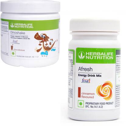 Herbalife Nutrition CHILDREN HEALTH DINOSHAKE CHOCOLATE FLAVOUR +AFRESH CINNAMON SET OF 2 PCS Plant-Based Protein