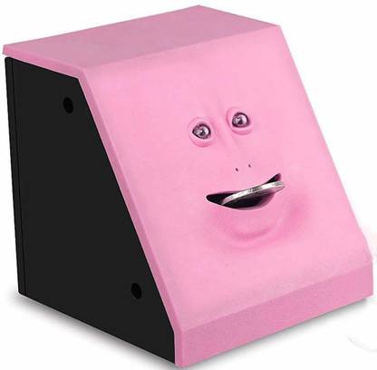 ARONET Battery Operated Musical Coin Eating Face Bank Toy Fun and Unique Piggy Bank (Batteries not Included) Pink Color