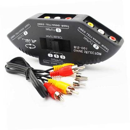 microware 3 Way Audio Video RCA Switch Selector Splitter Box AV Patch Cable for Connecting 3 RCA Output Devices to TV Media Streaming Device