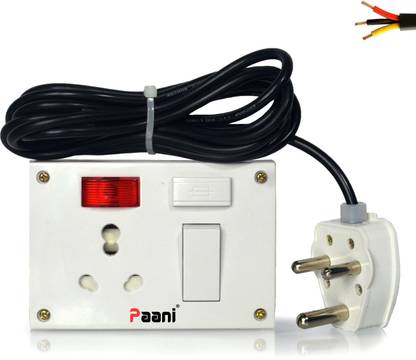 Paani® - Power Extension Board Anchor 6/16A Socket & 20A Switch With Indicator - Fuse & 16A 3Pin Plug With 10 Meter (1.5mm) 3 Core Copper Wire. 1  Socket Extension Boards