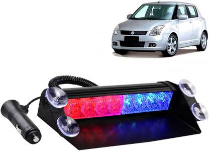 Selifaur 232 - 8 LED High Intensity Windshield Emergency Strobe Lights || Vehicles Interior Roof Hazard Warning LED Flash Light (Blue&Red)for Swift Type 1 Car Flashlight Holder