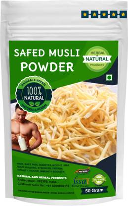 NATURAL AND HERBAL PRODUCTS Safed Musli Powder | Chlorophytum Borivilianum | Dholi Musli | Swetha Musli for Eating(Drink), Body Building, Strength, Vitality, Vigour and Immunity Booster-