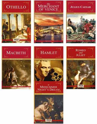 William Shakespeare (Set of 7 Books) - Othello, Romeo and Juliet, Hamlet, Macbeth, The Merchant of Venice, A Midsummer Nights Dream, Julius Caesar