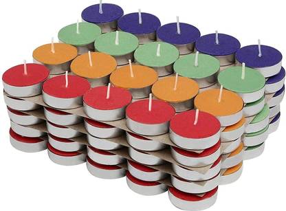 Parkash Candles Coloured Tea Light Candles Set of 100 Pcs ( Unscented ) Candle