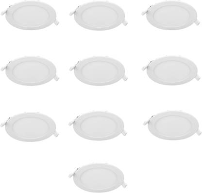 PSL 6W LED Round Panel light (Size- 4 Inches) for False Ceiling with Driver (Warm White (YELLOW) Color) (Pack of 10) Recessed Ceiling Lamp