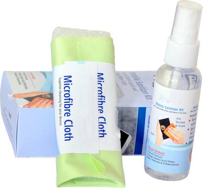 BUY SURETY High Quality Protection Against Germs Mobile Phone Sanitizer, Screen Cleaner Multipurpose Mobile Screen Sanitizer with Microfiber Cloth , Multi-Purpose Liquid Sanitizer Spray Bottle , Anti Bacterial for Mobile, Tablets, Computers, Touchscreens Stay Safe Non Alcoholic mobile sanitizer kit