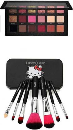 URBEN QUEEN Rose gold edition eyeshadow palette & Set of 7 makeup brushes ( 2 items )