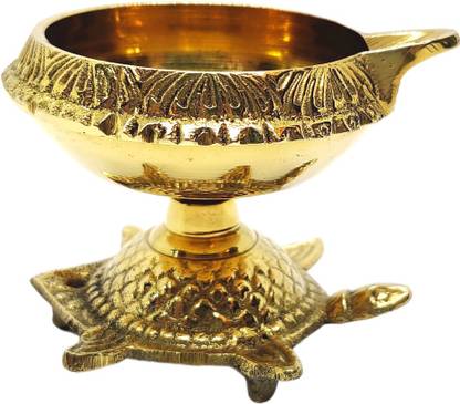 Punamiya Stores Akhand Kachva Brass Table Diya Size 5cm - 91 gms. Brass (Pack of 2) Table Diya