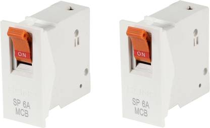 CONA Modular MCB 6A SP -C Type, Pack of 2|6A SP MCB Switch|6 Ampere Single Pole MCB|Electricial Accessories|Master Switch 10201 MCB