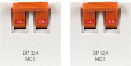 CONA Modular MCB 32A DP -C Type, Pack of 2|32A DP MCB Switch|32 Ampere Double Pole MCB|Electricial Accessories|Master Switch 10276 MCB