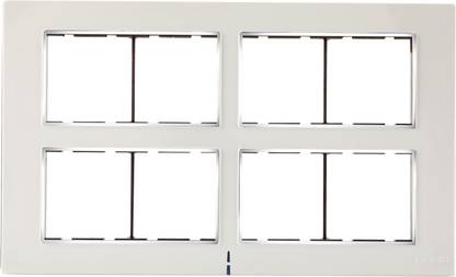 CONA Status Axis 16 Modular Plate with Blue LED Indicator, Snow White - Single|16 Module Switch Plates|Cover Plate|16M Polycarbonate Switch Frame Wall Plate