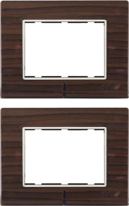 CONA Status Axis 3 Modular Plate with Blue LED Indicator, Nat. Wood - Pack of 2|3 Module Switch Plates|Cover Plate|3M Polycarbonate Switch Frame Wall Plate