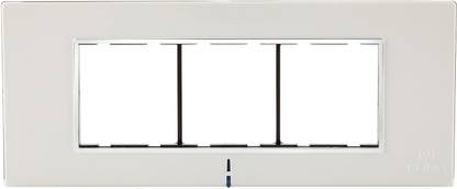 CONA Status Axis 6 Modular Plate with Blue LED Indicator, Snow White - Pack of 2|6 Module Switch Plates|Cover Plate|6M Polycarbonate Switch Frame Wall Plate