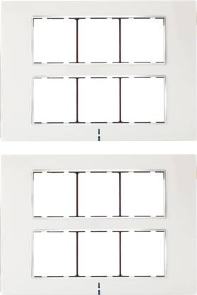 CONA Status Axis 12 Modular Plate with Blue LED Indicator, Snow White - Pack of 2|12 Module Switch Plates|Cover Plate|12M Polycarbonate Switch Frame Wall Plate