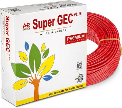SUPER GEC 2.5 mm PREMIUM House Wiring Cable (11 Gg) 2.5 sq/mm Red 90 m Wire