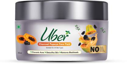 Uber Charcoal Papaya Face Pack with Papaya Extract + Activated Charcoal + Sandalwood Powder For Gently Removes Oil and Dirt & Toxins