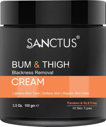 SANCTUS Bum & Thigh Whitening Cream - Skin Softening, Dark Spots Removal & Tone Correction formula- Organic Skin Lightening Enriched With Juniperberry, Liquorice Extract, Indian Gooseberry Juice & Alpha Arbutin