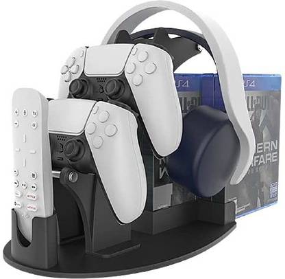 microware PS5 Accessories Organizer Stand, PS5 Media Remote, 2 DualSense Controllers, Pulse 3D Wireless Headset and Game Organizer (up to 7 Games) for Playstation 5 Accessories (JYS-P5128)  Gaming Accessory Kit